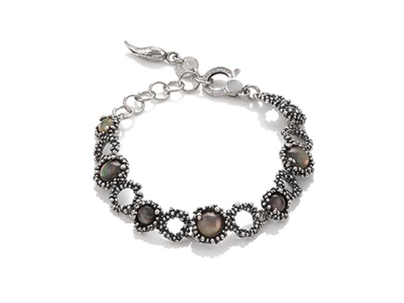 SILVER BRACELET WITH MOTHER OF PEARLS AND HYALINE QUARTZ MINI MAUI GIOVANNI RASPINI 10683